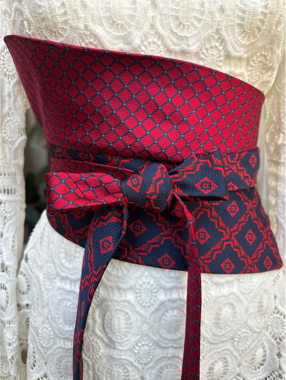 Upcycled Vintage Neckties Obi Wrap Belt | Corset Style | OOAK | OS